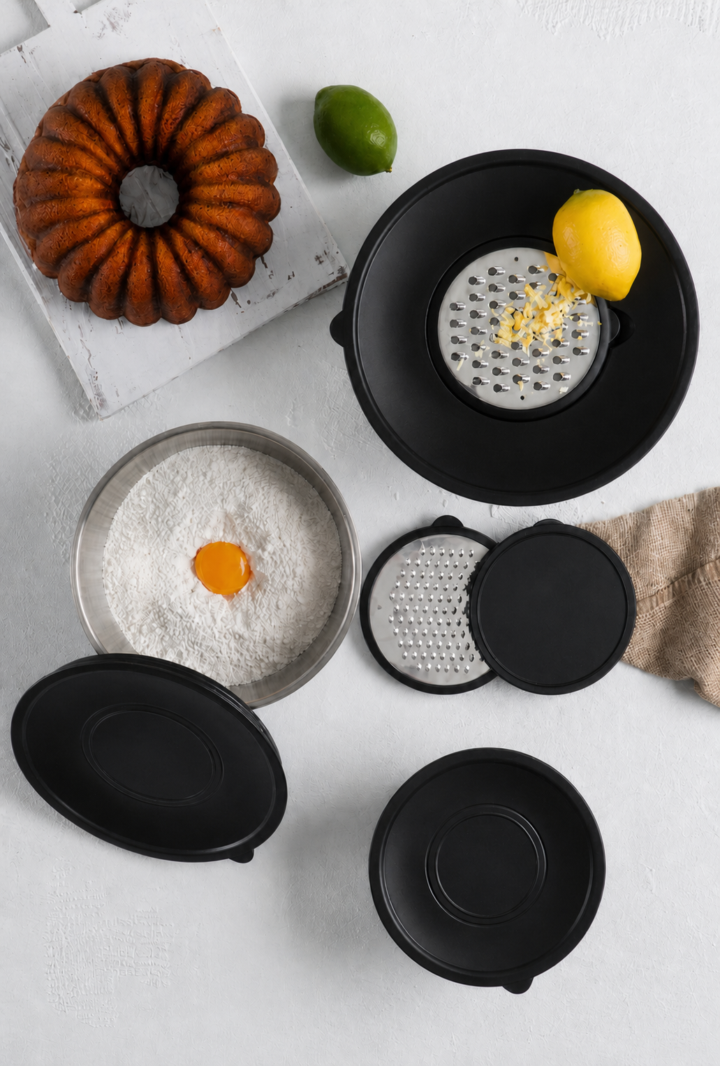 6 Parça Rendeli Karıştırma ve Saklama Kabı (16-20-24 cm)