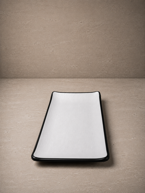 Simple Dark Dikdörtgen Melamin Sunum Tabak 26 Cm