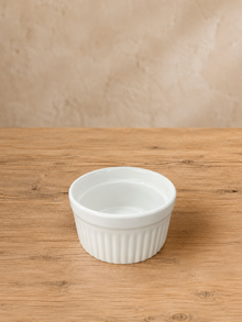 Rölyefli Porselen Fırın Kabı 7,6 Cm Beyaz 2li Set