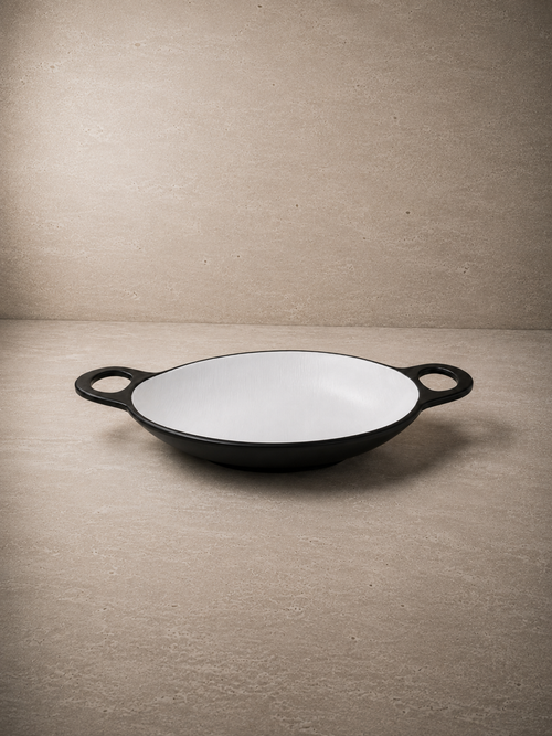 Simple Dark Kulplu Melamin Sunum Tabak 36 Cm