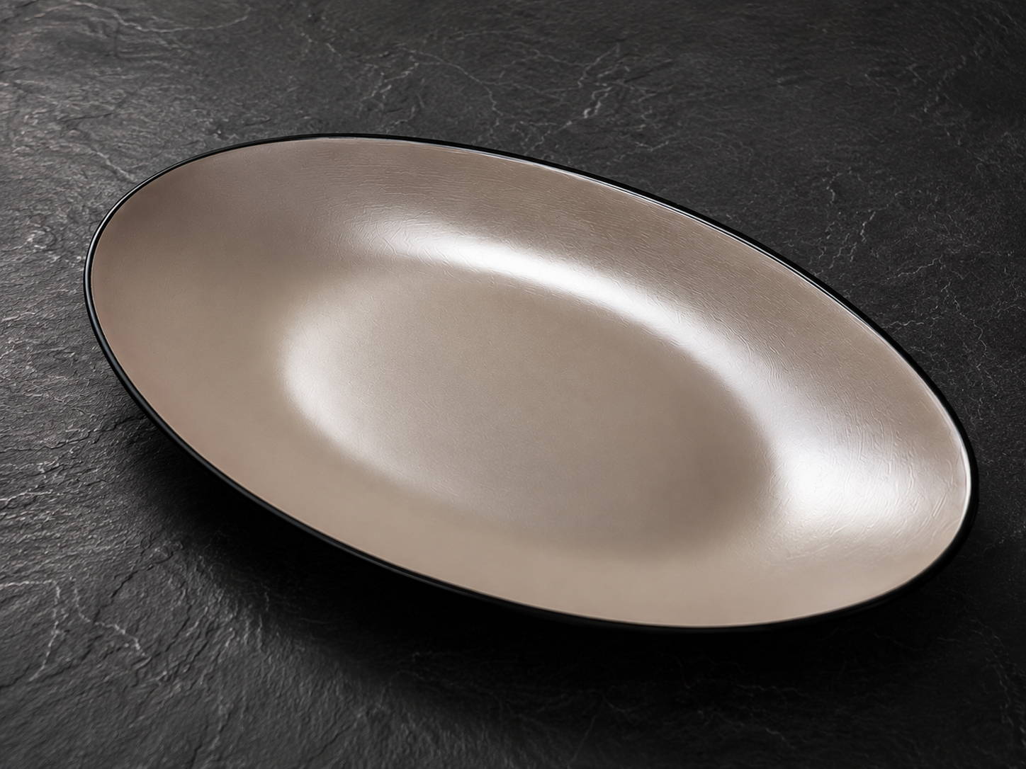 Simple Gold Oval Melamin Sunum Tabak 29 Cm