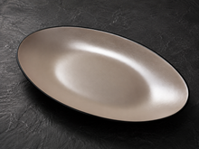 Simple Gold Oval Melamin Sunum Tabak 29 Cm