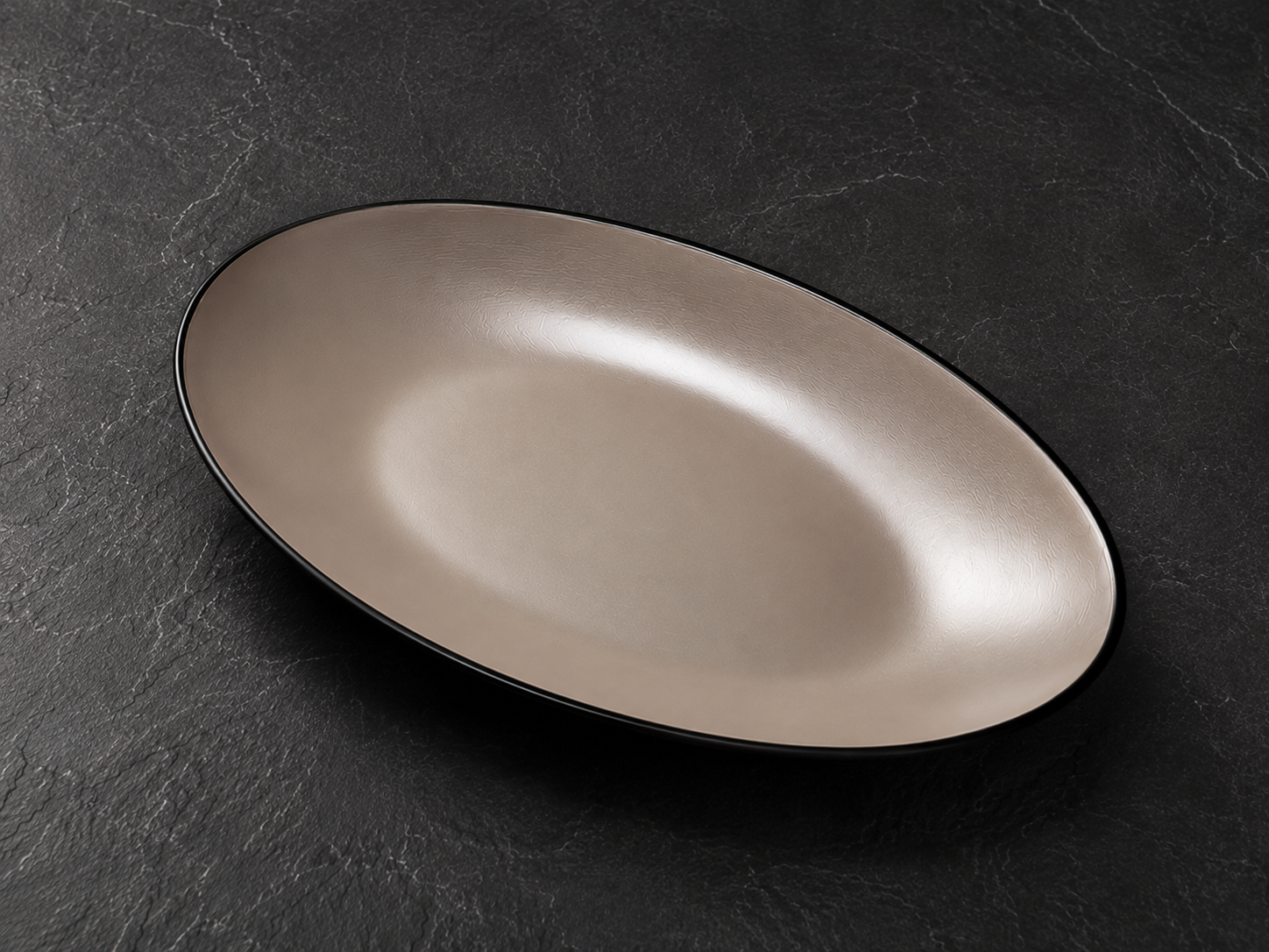 Simple Gold Oval Melamin Sunum Tabak 29 Cm