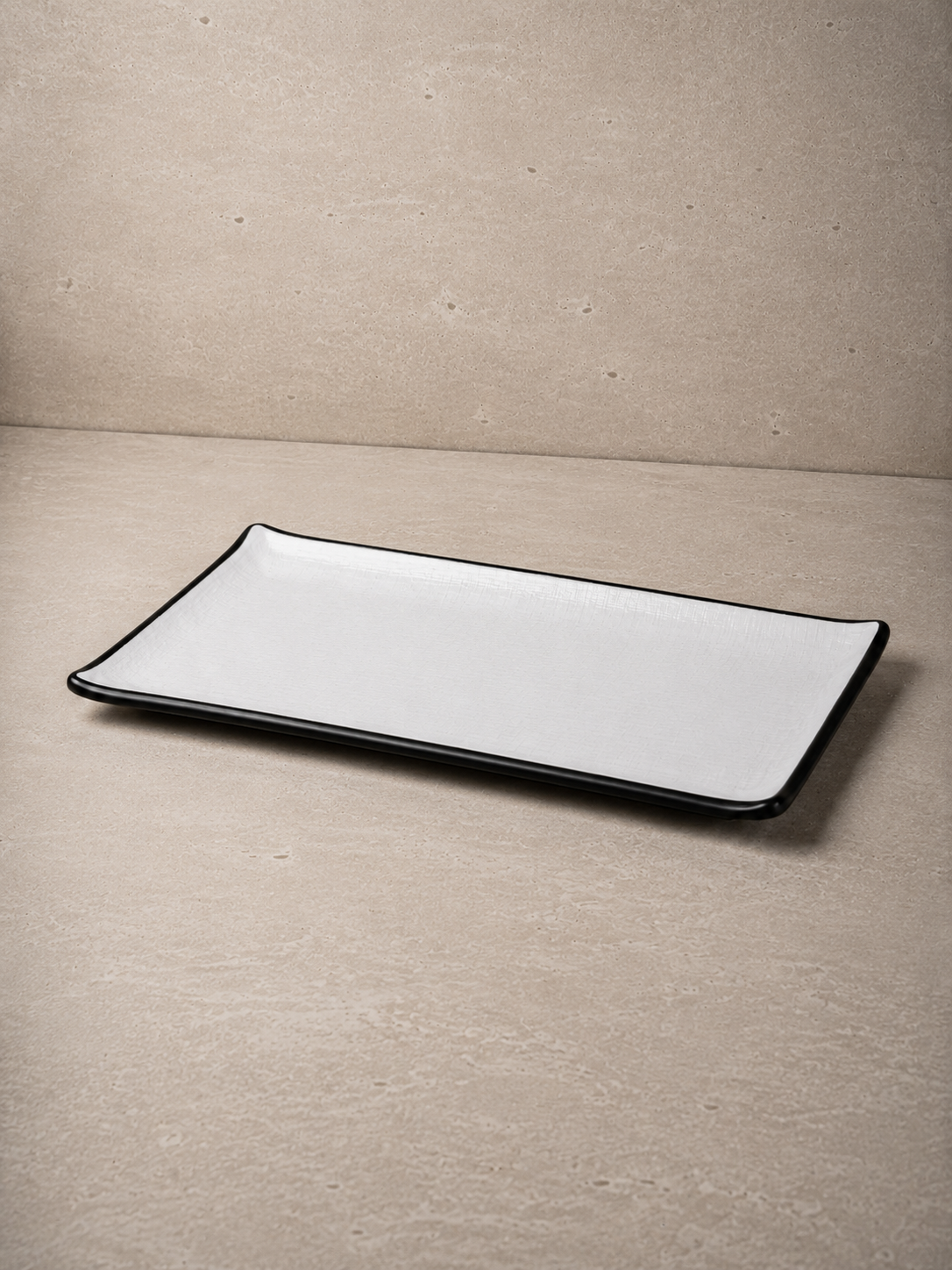 Simple Dark Dikdörtgen Melamin Sunum Tabak 36 Cm