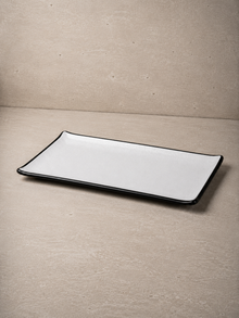 Simple Dark Dikdörtgen Melamin Sunum Tabak 36 Cm