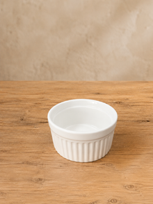 Rölyefli Porselen Fırın Kabı 9,65 Cm Beyaz 2li set