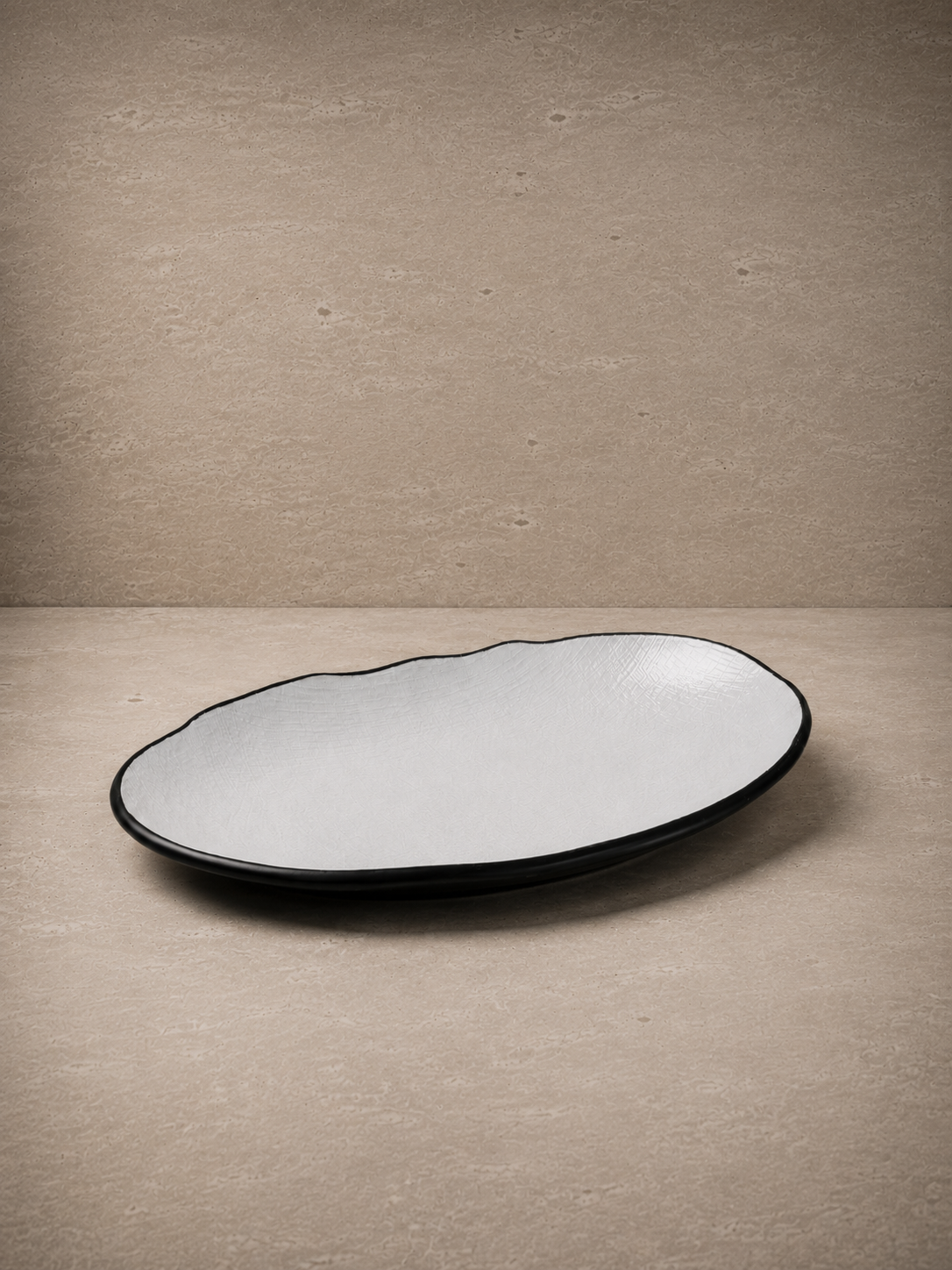 Simple Dark Oval Melamin Sunum Tabak 31 Cm