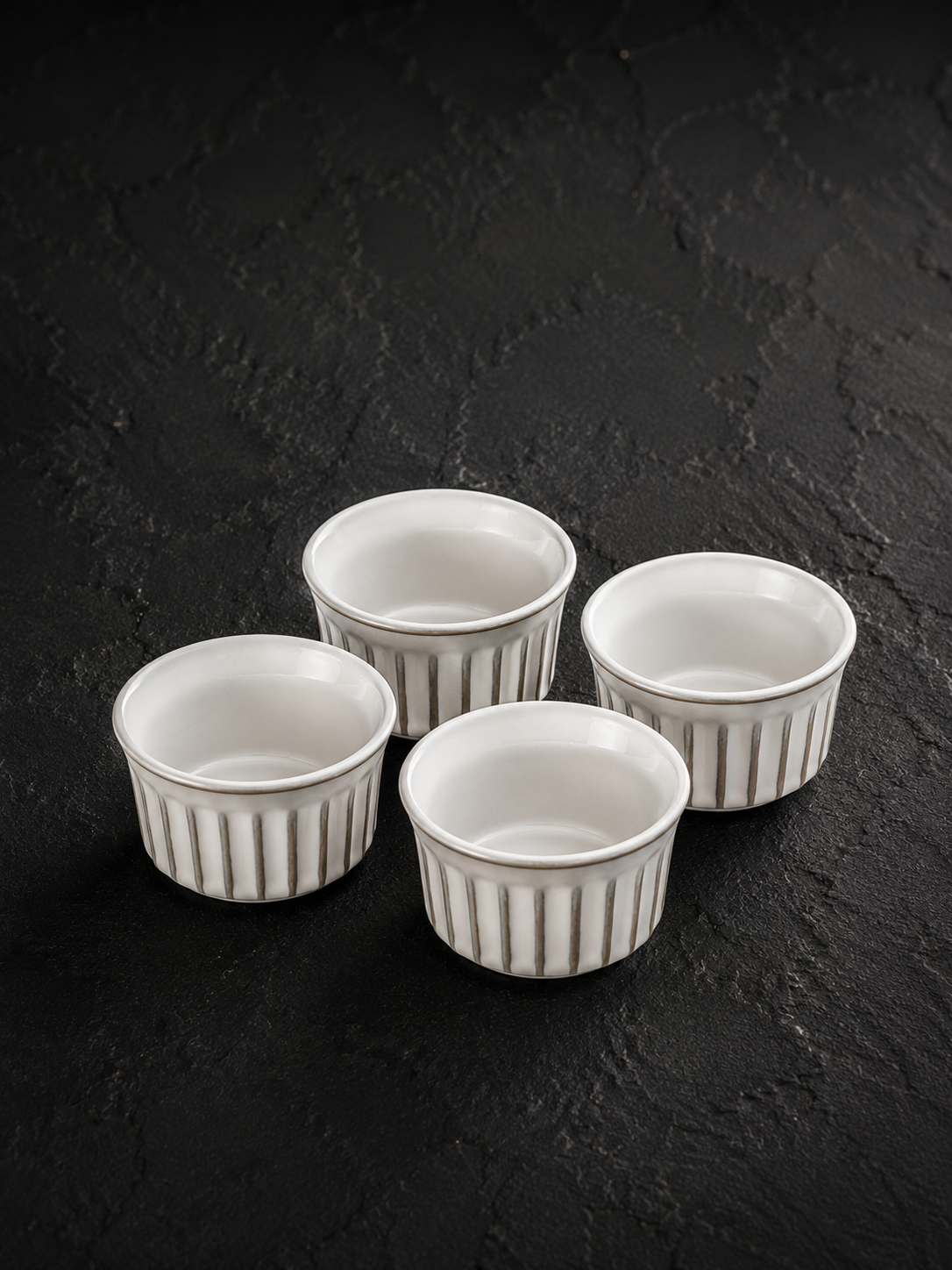 Yuvarlak Sufle Kabı 8,7 Cm Reaktif Krem 4'lü Set | Porselen Fırın Kabı