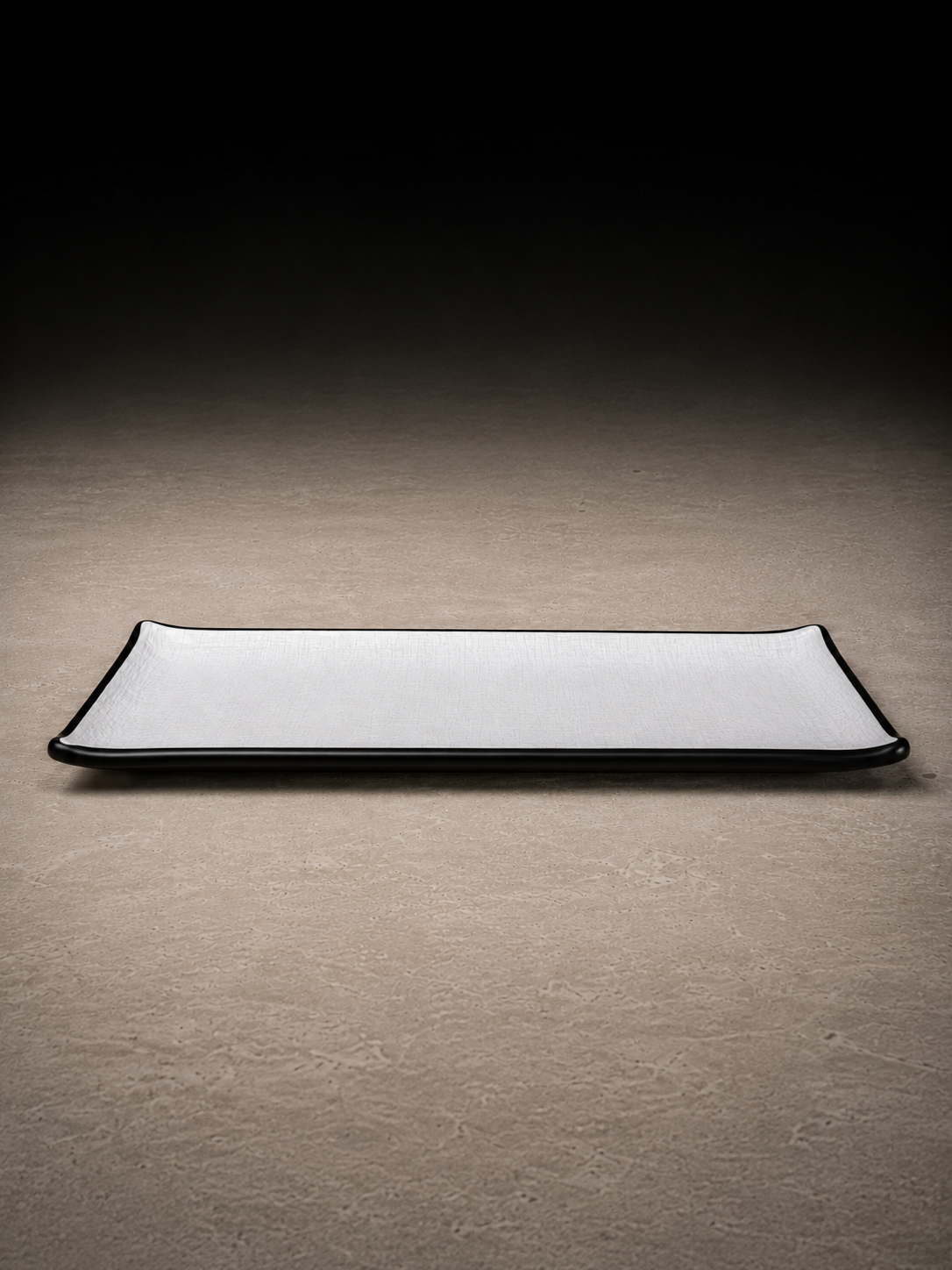 Simple Dark Dikdörtgen Melamin Sunum Tabak 36 Cm