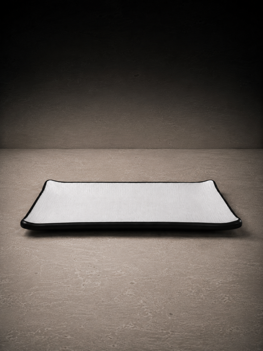 Simple Dark Dikdörtgen Melamin Sunum Tabak 26 Cm