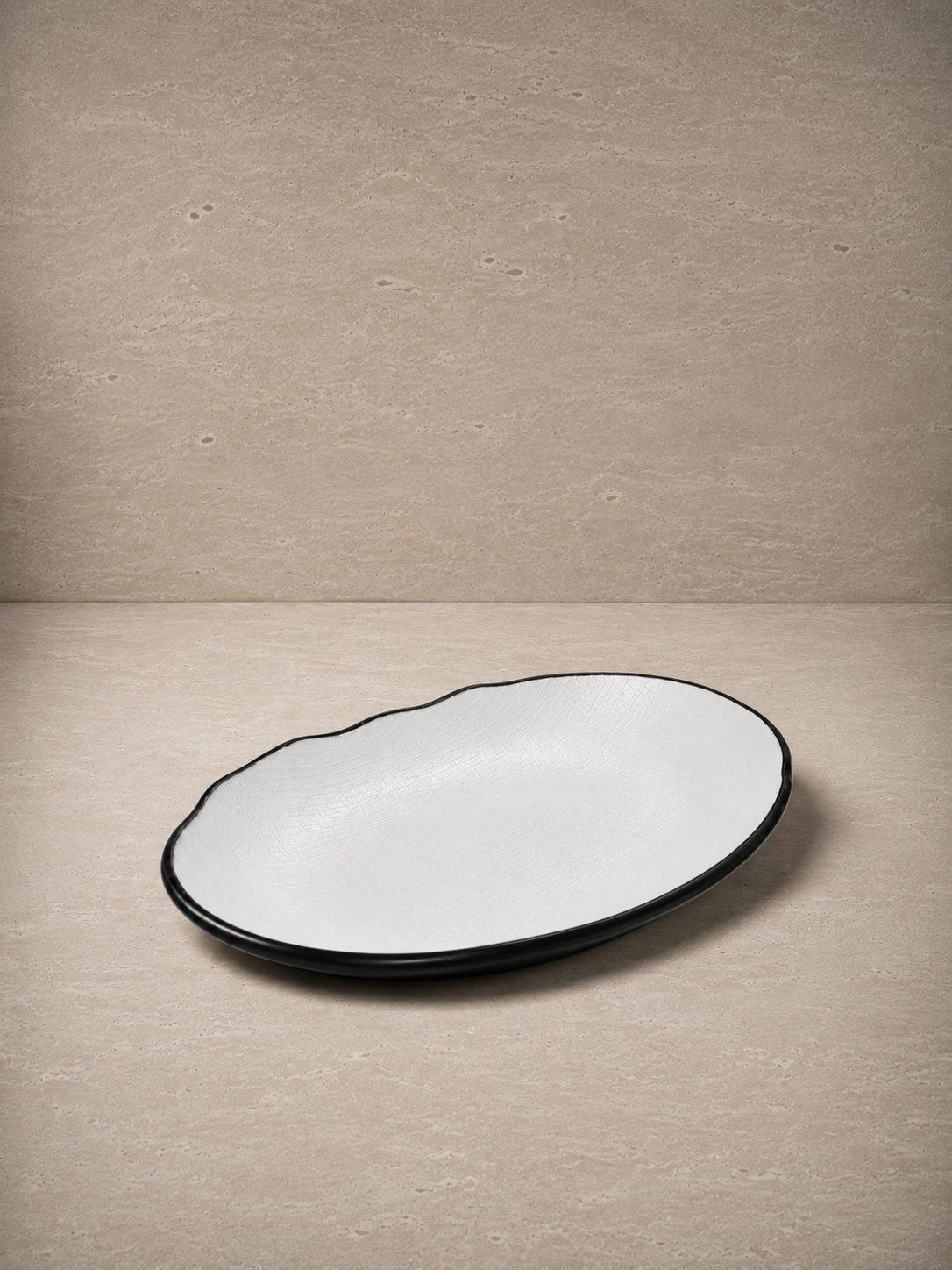 Simple Dark Oval Melamin Sunum Tabak 31 Cm