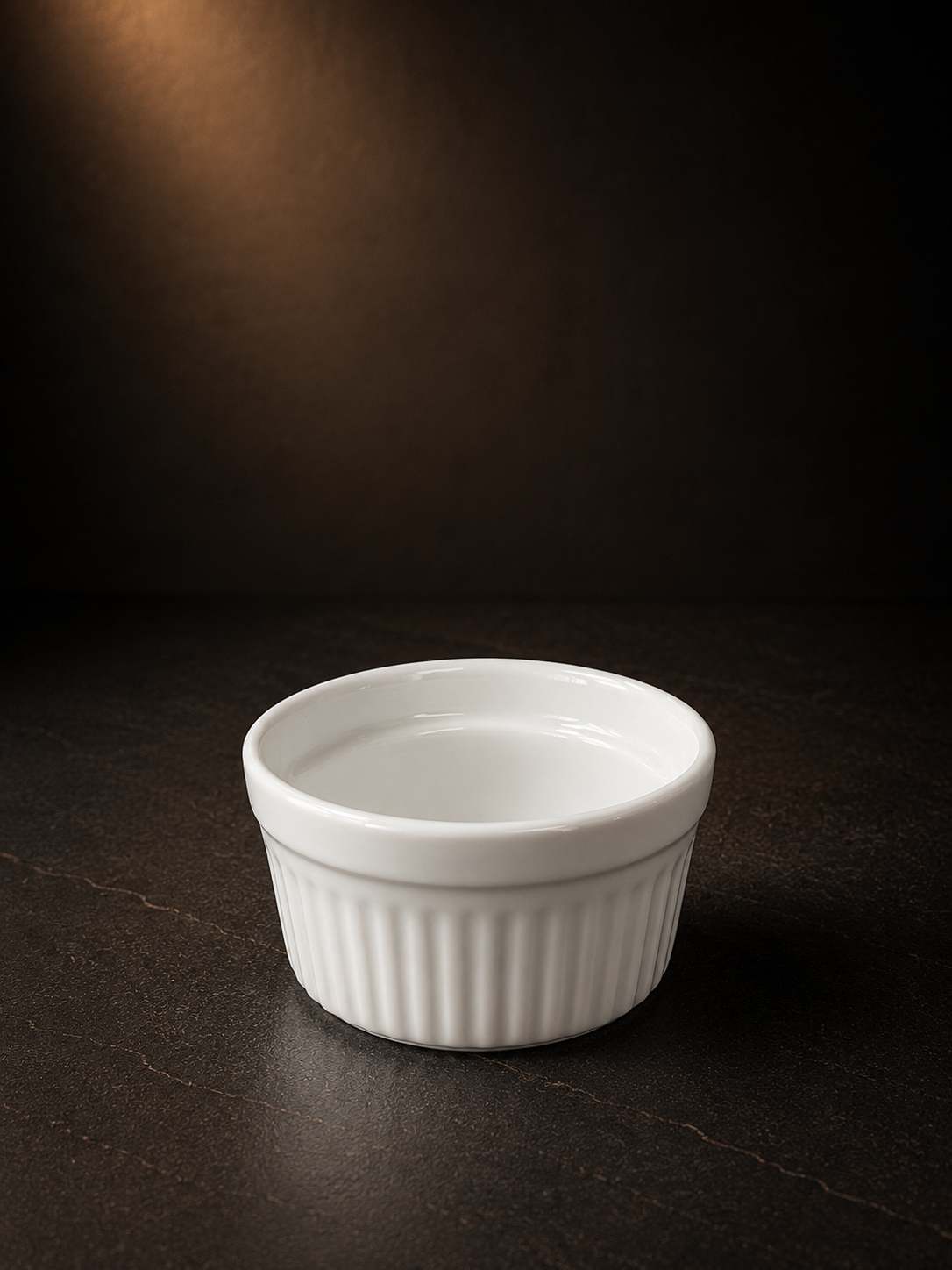 Rölyefli Porselen Fırın Kabı 7,6 Cm Beyaz 2li Set