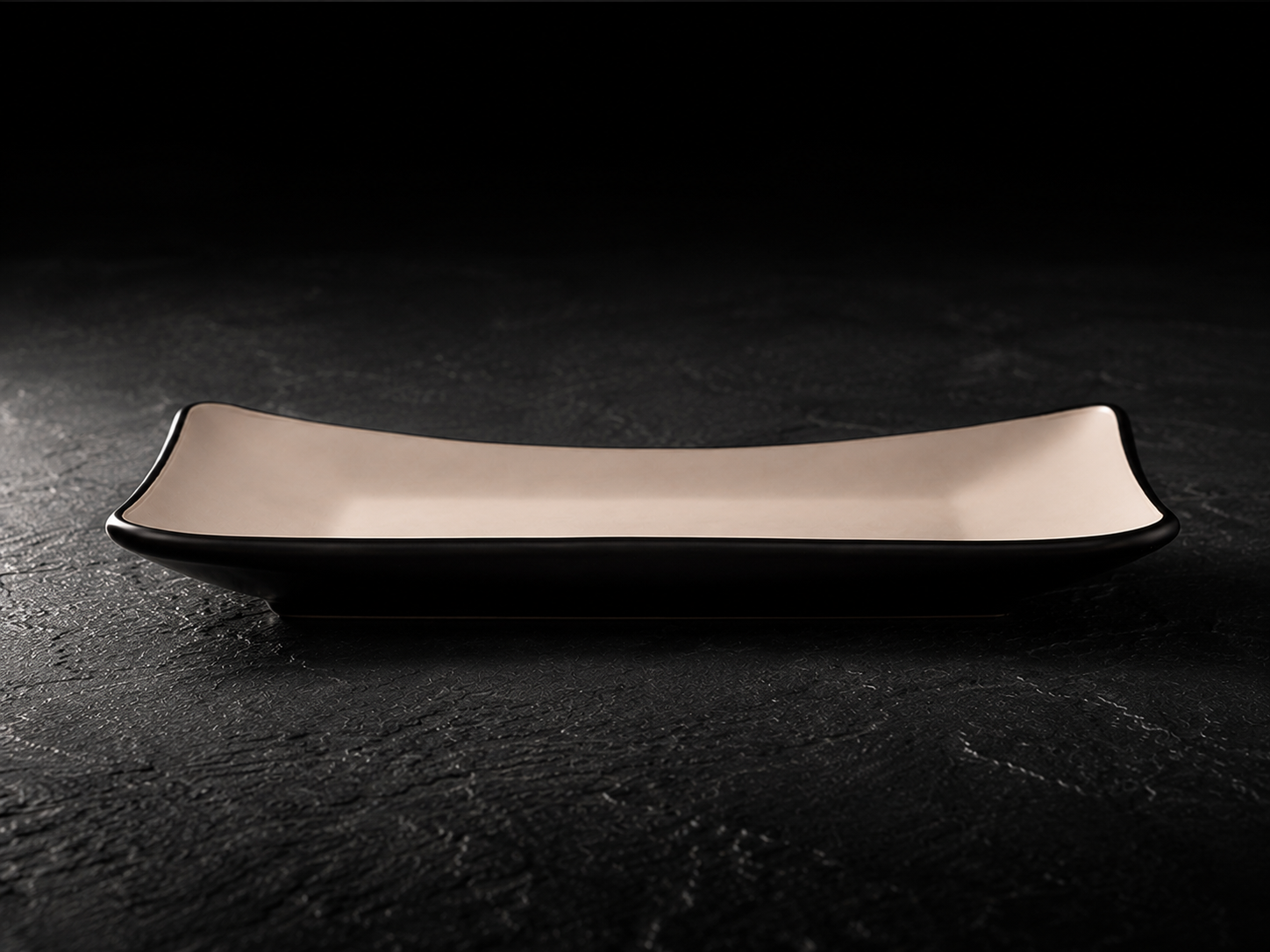 Simple Gold Dikdörtgen Melamin  Sunum Tabak 24 Cm