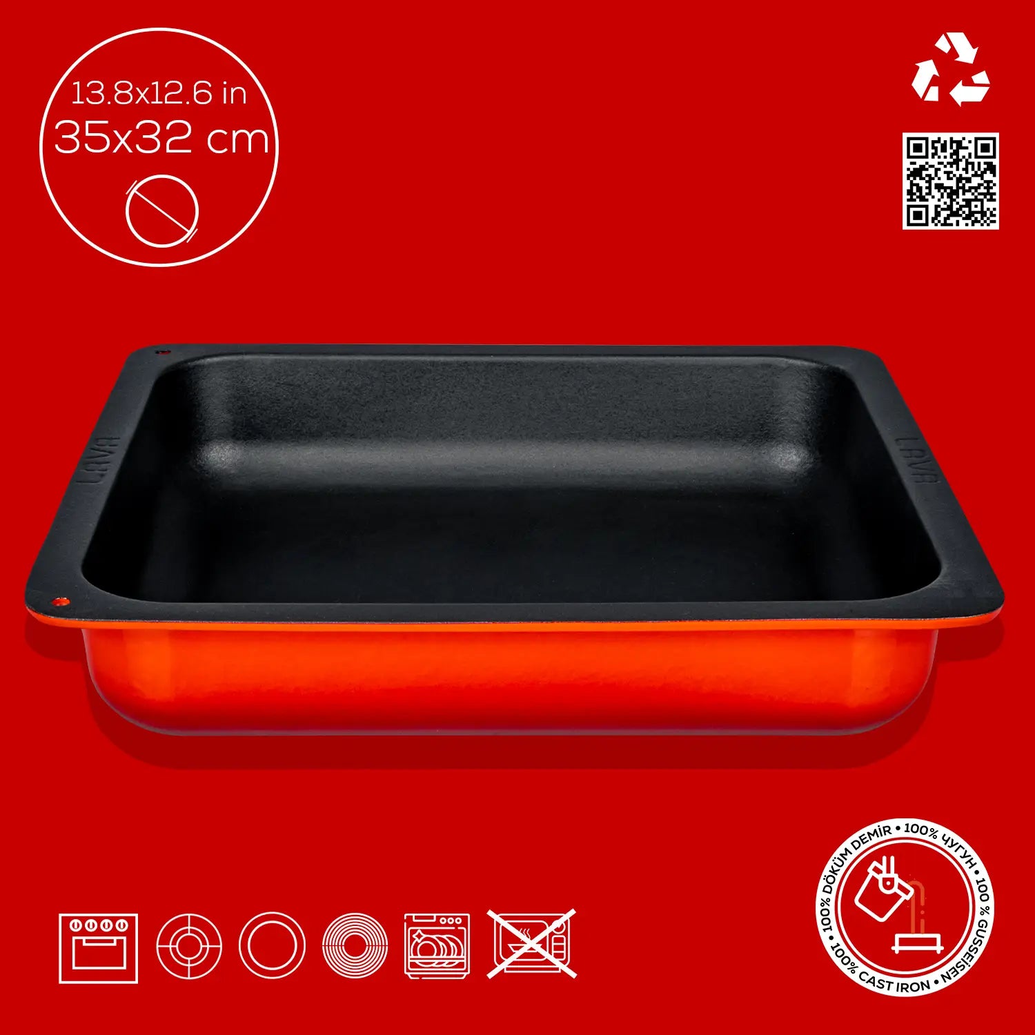 LAVA 2/3 Gastronom Küvet Dikdörtgen 35x32c