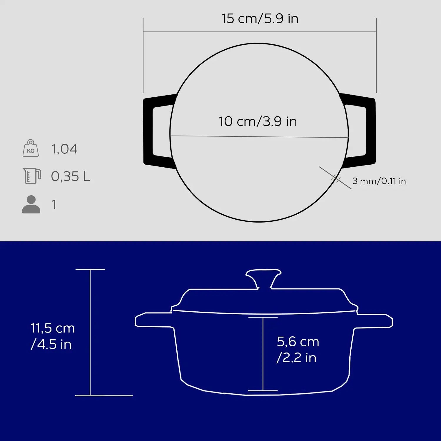 Lava Döküm Mini Tencere Çap (Ø)10 cm